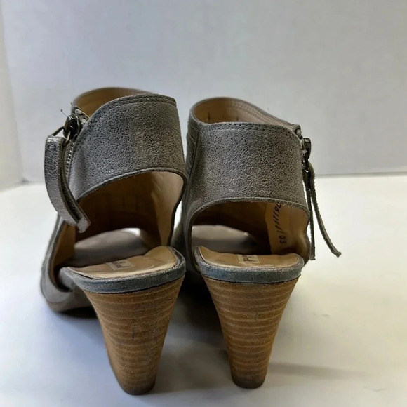 Paul Green Cayanne Leather Peep Toe Heeled Bootie Ankle Boot Shoe Metallic Gold - Picture 4 of 11